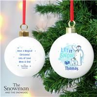 Personalised Message The Snowman & Snowdog Christmas Bauble
