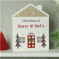 Personalised Christmas Wooden House Ornament