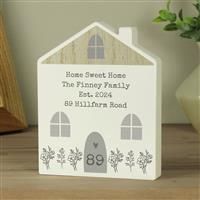 Personalised Message Grey Wooden House Ornament