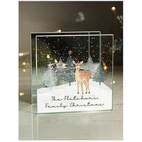 The Personalised Memento Company Personalised Christmas Deer Glass Tea Light Candle Holder