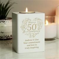 Personalised Message 50th Anniversary Tea Light Holder
