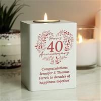 Personalised Message 40th Ruby Anniversary Tea Light Holder