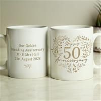 Personalised Message 50th Golden Wedding Anniversary Mug