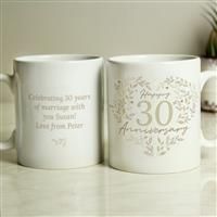 Personalised Message 30th Pearl Wedding Anniversary Mug