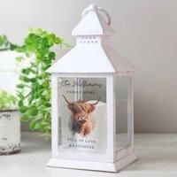 The Personalised Memento Company Personalised Highland Cow Black Lantern