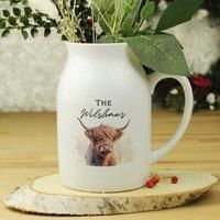 The Personalised Memento Company Personalised Highland Cow Flower Jug Vase