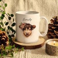 Personalised Girl Highland Cow Mug