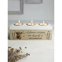 The Personalised Memento Company Personalised Highland Cow Triple Tea Light Box