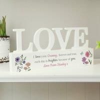 The Personalised Memento Company Personalised Floral Wooden Love Ornament