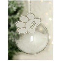 The Personalised Memento Company Pawprint Glass Bauble