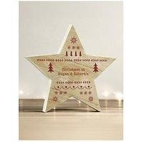 The Personalised Memento Company Personalised Christmas Fair Isle Wooden Star Ornament