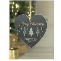 The Personalised Memento Company Personalised Christmas Tree Slate Heart Ornament