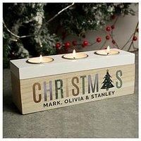 The Personalised Memento Company Christmas Tripple Tea Light Holder