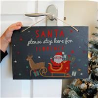 Personalised Santa Stops Here Slate Sign