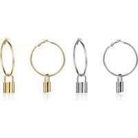 Women'S Padlock Necklace & Earrings Set - Gold Or Silver