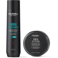 Goldwell DualSenses Men's Hair & Body Shampoo 300ml & DualSenses Texture Cream Paste 100ml Duo in Clear