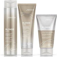 JOICO Blonde Life Brightening Shampoo, Conditioner & Brightening Masque Pack in Clear