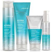 JOICO HydraSplash Hydrating Shampoo 300ml, Conditioner 250ml, Gelee Masque 150ml & Replenishing Leave-in 100ml Pack in Clear