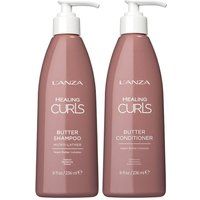Lanza Healing Curls Butter Shampoo 236ml & Healing Curls Butter Conditioner 236ml Duo in Clear