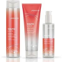 JOICO YouthLock Shampoo 300ml, Conditioner 250ml, Anti-Frizz Blowout CrÃ¨me 177ml Pack in Clear