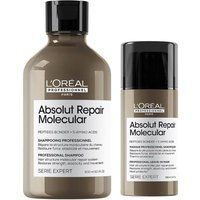 L'Oreal Professionnel Serie Expert Absolut Repair Molecular Hair Shampoo 300ml & Leave-In-Mask 100ml Duo in Clear
