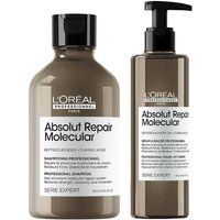 L'Oreal Professionnel Serie Expert Absolut Repair Molecular Hair Shampoo 300ml & Rinse-off Serum 250ml Duo in Clear