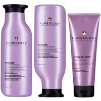 Pureology Hydrate Shampoo 266ml, Hydrate Conditioner 266ml & Hydrate Soft Softening Treatment 200ml Pack in Clear