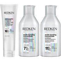 Redken Acidic Bonding Concentrate Shampoo, Conditioner & 5-Minute Liquid Hair Mask Bundle in Clear