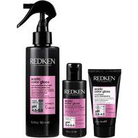 Redken Acidic Color Gloss Leave In Heat Protectant 190ml, Shampoo 75ml & Conditioner 50ml Pack in Clear