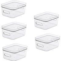 Compact Storage Tub Small with lids 1.5L Set of 5, Clear