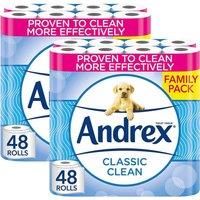 96 Rolls of Andrex Classic Clean Fragrance Free Toilet Paper -2ply