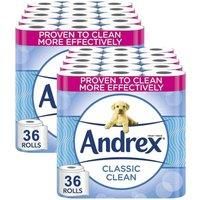 Andrex Toilet Rolls Classic Clean Fragrance-Free 2 Ply Toilet Paper - 72 Rolls