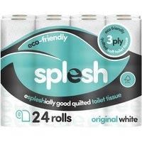 Splesh By Cusheen Quilted Luxury White 3 Ply Soft Toilet Tissue Paper 24 Rolls