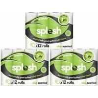 Splesh By Cusheen Quilted Luxury Aloe Vera 3 Ply Toilet Tissue Paper 36 Rolls