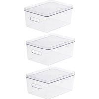 Compact Storage Tub Large with lids 15.4L Set of 3, Clear