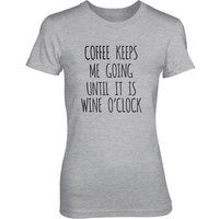 Coffee Keeps Me Going Until It's Wine O'Clock Women's Grey T-Shirt - S - Grey
