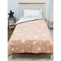 Rest Easy Sleep Better Pink Star Coverless Quilt 4.5 Tog Single With Pillowcase