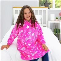 Hugzee Oversized Wearable Hooded Fleece | Super Warm and Cosy Sherpa Lined, Barbie Design | Perfect For Kids Aged 7-12 Years, One Size Suggested Height 85cm+