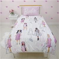 Character World Barbie Official Single Childs Duvet Cover Set | Figures Design Reversible 2 Sided Bedding Including Matching Pillow Case Brands Polyester Single Quilt Cover, Pink