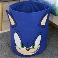 Character World Sonic the Hedgehog Official Storage Bin | Sonic Head Design, Toy Box Laundry Basket | Organiser For Children/'s Bedroom, Kids Playroom | 38 x 31 x 31cm Cotton Canvas