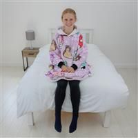 Character World Hugzee Oversized Wearable Hooded Fleece | Super Warm and Cosy Sherpa Lined, Squishmallows Design | Perfect For Kids Aged 7-12 Years, One Size Suggested Height 85cm+