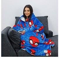 Marvel Spiderman Kids Hugzee Wearable Hooded Blue Fleece Size S For 3-6 Year Old