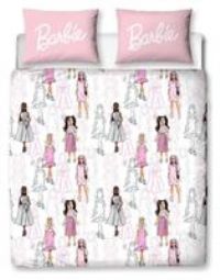 Character World Barbie Official Double Childs Duvet Cover Set | Figures Design Reversible 2 Sided Teens Bedding Including Matching Pillow Cases | Polyester Double Quilt Cover, Pink