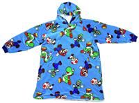 Nintendo Hugzee Wearable Hooded Super Mario Blue Fleece Size M For 7-12 Year Old
