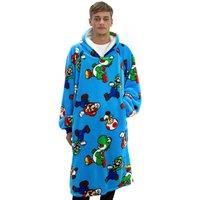 Adult Super Mario Wearable Oversize Hooded Blue Fleece Size L For 13 Year Olds +