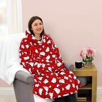 Adult Hello Kitty Wearable Oversize Hooded Red Fleece Size L For 13 Year Olds +