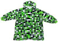 Minecraft Hugzee Wearable Hooded Green Checked Fleece Size M For 7-12 Year Olds