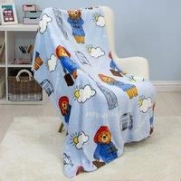 Paddington Bear Blanket Kids Soft Fleece Blue London Throw 100cm x 150cm