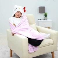 Official Hello Kitty Hooded Fleece Throw Blanket | Super Soft Warm Pink Throw, 3D Design | Perfect For Home, Bedroom, Sleepovers & Camping | Size 100 x 120cm