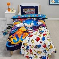 Sonic The Hedgehog Design Gaming Single Duvet Cover Set | Reversible 2 Sided Bedding with Tails and Knuckles Including Matching Pillow Case | Perfect For Kids Bedroom